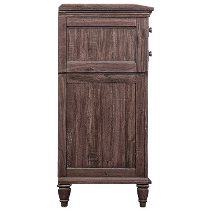 Old-World Charm Meets Glamour in 5-Piece Queen Bedroom Set – Rich Brown Finish with Crown Molding, Felt-Lined Drawers, and Built-In Outlets
