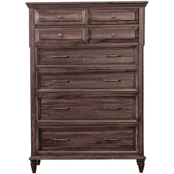 Old-World Charm Meets Glamour in 5-Piece Queen Bedroom Set – Rich Brown Finish with Crown Molding, Felt-Lined Drawers, and Built-In Outlets