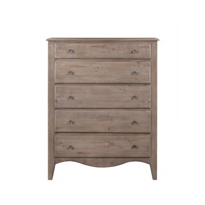 Rustic Charm Meets Chic Elegance: Solid Wood Platform King Size Bedroom Set with Scalloped Edges, Weathered White Wash Finish, Unique Grain Patterns, Angled Feet, and Oil-Rubbed Bronze Drawer Pulls