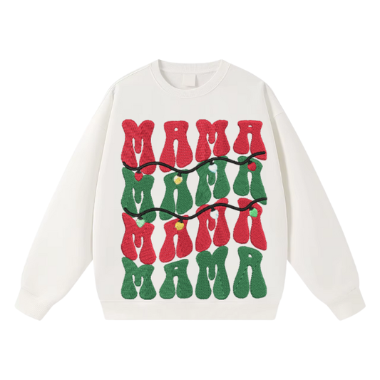 Embroidered Holiday Mama Christmas Sweater