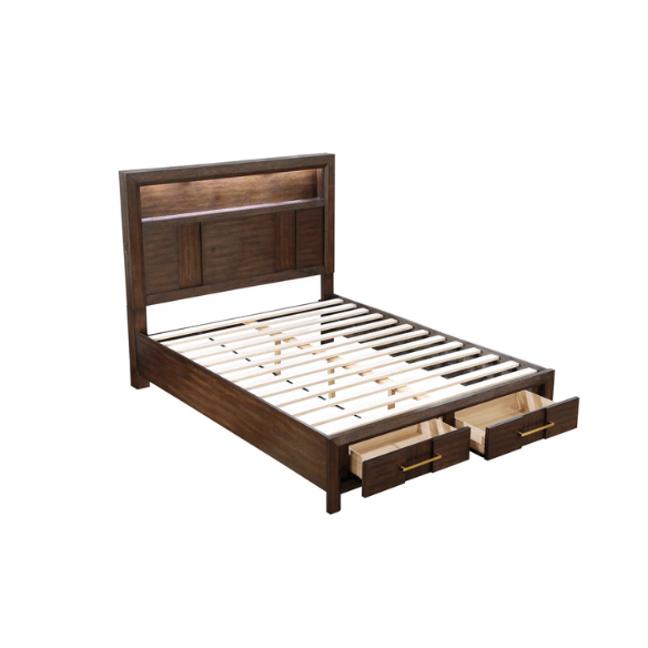 Elegant Platform Storage 4-Piece Queen Bedroom Set – Timeless Design with Modern Functionality, Includes Bed, Dresser, Mirror, and Nightstand