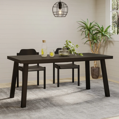 Acacia Wood and Iron 6-Seat Dining Table – Rustic Metal Frame with Natural Stained Acacia Wood Top, Modern Industrial Style for Timeless Appeal