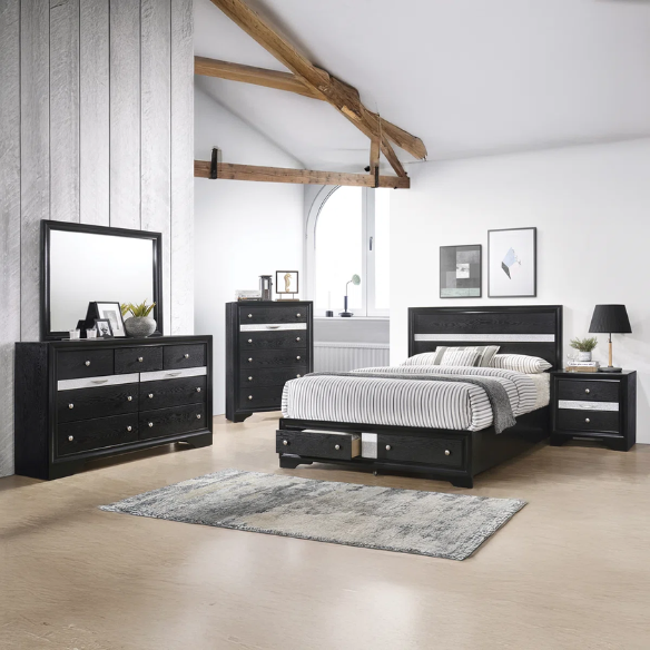 Elegant Full Size 5-Piece Bedroom Set – Featuring a Beautifully Crafted Headboard and Two Functional Storage Drawers for Added Convenience