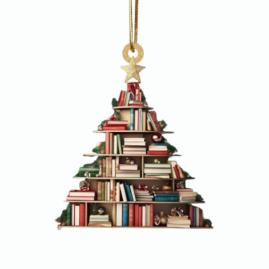Book Stack Christmas Tree Ornament – Festive Holiday Décor for Book Lovers
