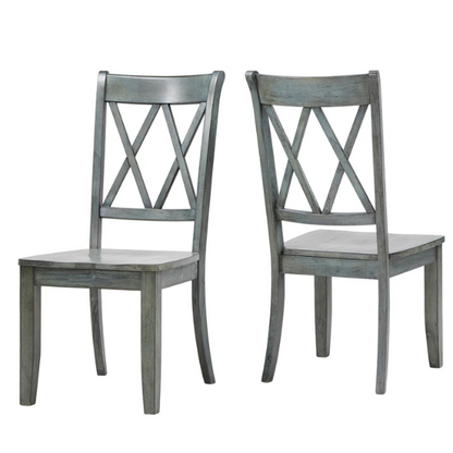 Farmhouse X-Back Solid Wood Dining Chairs (Set of 2) – Rustic Kitchen or Dining Room Seating