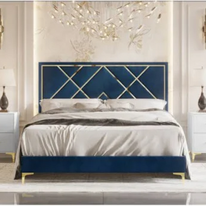 Luxurious Royal Blue Upholstered Platform 3-Piece Twin Bedroom Set
