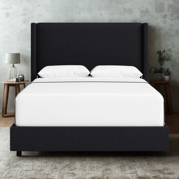 Cozy and Sleek Modern Queen Size Upholstered Wingback Bed