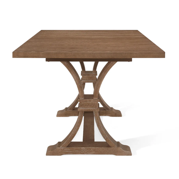 Rustic Wood Expandable Dining Table with X-Frame Base – Rubberwood Top, Extension Leaf, and Natural Rustic Design