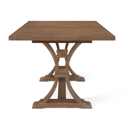 Rustic Wood Expandable Dining Table with X-Frame Base – Rubberwood Top, Extension Leaf, and Natural Rustic Design