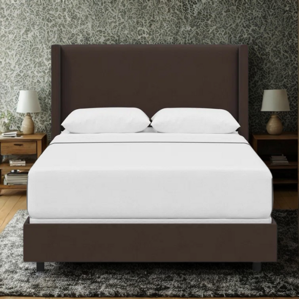Cozy and Sleek Modern Queen Size Upholstered Wingback Bed