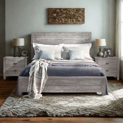2-Piece Queen Panel Bedroom Set – Rustic Chic Design in 100% Solid Pine Wood from Sustainable Forests