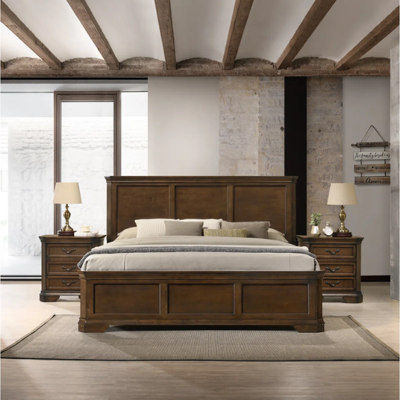 Solid Walnut Wood 3-Piece Queen Bedroom Set – Durable, Elegant, and Timeless Standard Bed Set