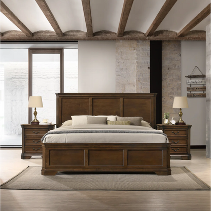 Solid Walnut Wood 3-Piece Queen Bedroom Set – Durable, Elegant, and Timeless Standard Bed Set