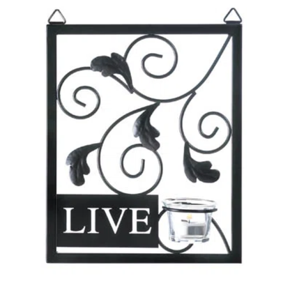 Rustic Metal Wall Decor Set with Floral Scroll Detailing – Three Candleholder Plaques with Glass Cups for Elegant, Farmhouse-Inspired Home Decor