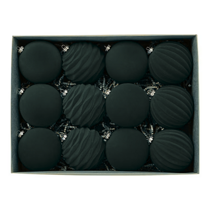 Dark Green Velvet Christmas Ball Ornament Set – 9-Piece Luxury Holiday Décor (10 cm / 3.94 in)