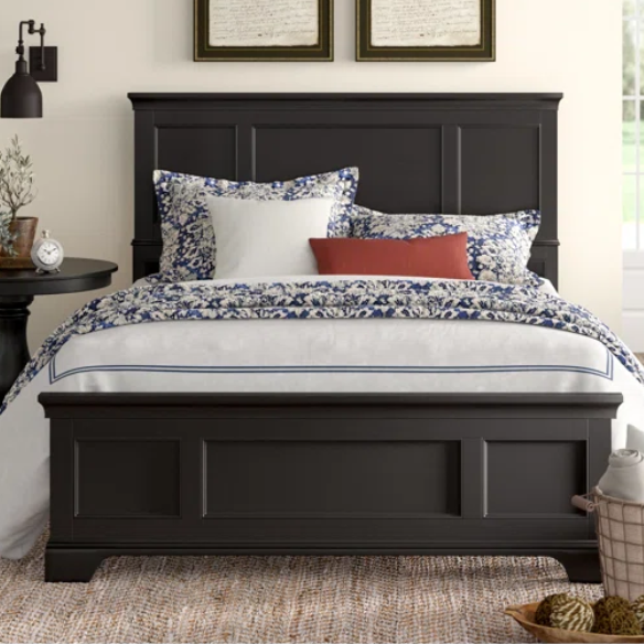 Queen Size Solid Wood Bed with Polished Finish and Classic Design