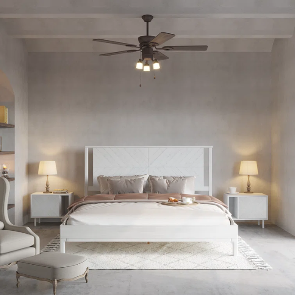 Solid Wood Platform King Size Bed with Headboard – Rustic Wood Frame with Steel Reinforcement for Ultimate Stability and Comfort