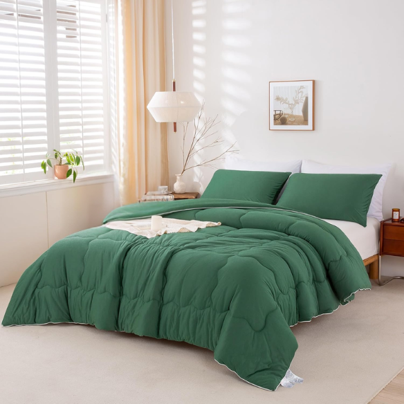Ultra-Soft Comforter Set, Jersey Knit Milk Cup Breathable Fluffy Light Weight Bedding Down Alternative & Pillowcase