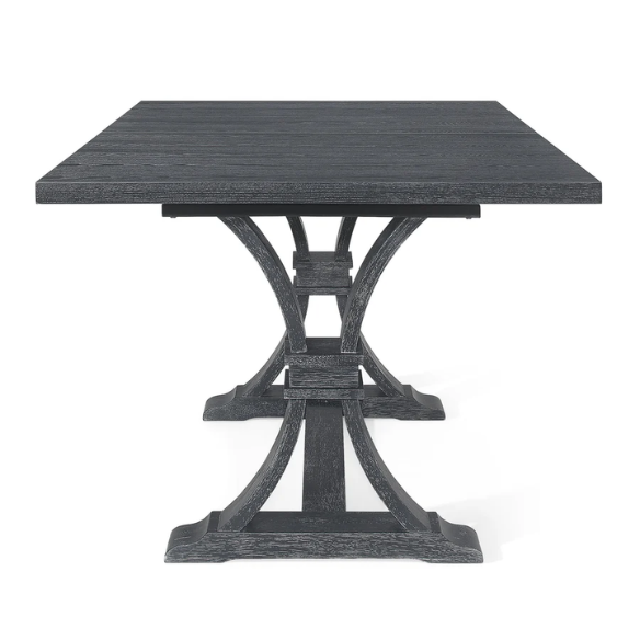 Rustic Wood Expandable Dining Table with X-Frame Base – Rubberwood Top, Extension Leaf, and Natural Rustic Design
