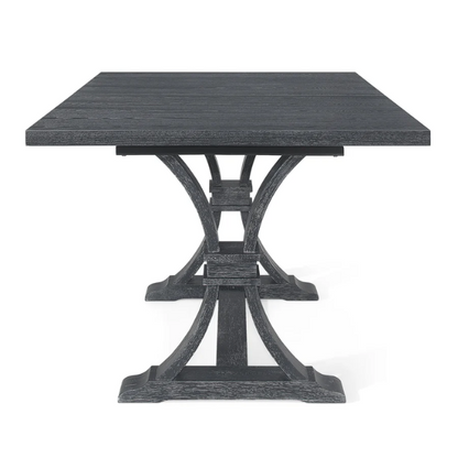 Rustic Wood Expandable Dining Table with X-Frame Base – Rubberwood Top, Extension Leaf, and Natural Rustic Design