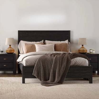 Durable Solid Pine Wood Queen Bed with Matching Dresser and Nightstand – Standard 3-Piece Bedroom Set