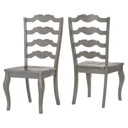 Rustic Ladder Back Solid Wood Dining Chairs (Set of 2) – Farmhouse Style Kitchen or Dining Room Seating