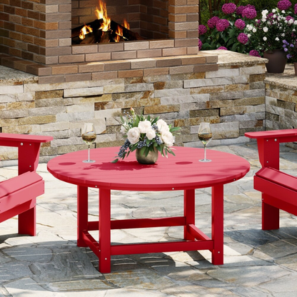 Outdoor Conversation Table – Stylish, Weather-Resistant Recycled Plastic Table with Slat-Style Top for Patios and Gardens