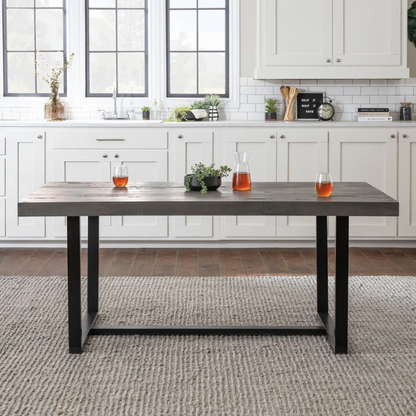 72-Inch Solid Wood Distressed Dining Table – Rustic Industrial Charm for Any Dining Room