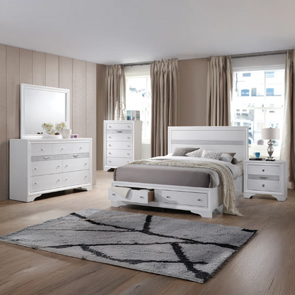 Elegant Full Size 5-Piece Bedroom Set – Featuring a Beautifully Crafted Headboard and Two Functional Storage Drawers for Added Convenience