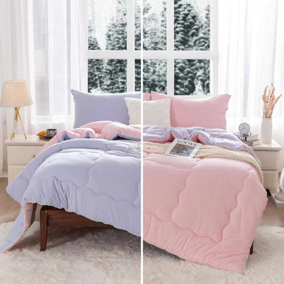 Luxurious Reversible King Size Comforter Set – Ultra-Soft and Warm with Cozy Breathable Fabric, Includes Down Alternative Quilt and 2 Pillow Shams