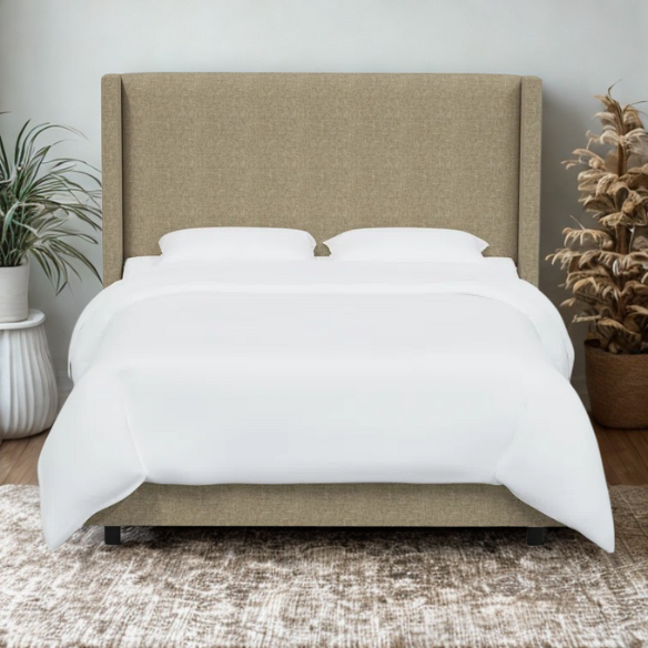 Cozy and Sleek Modern Queen Size Upholstered Wingback Bed