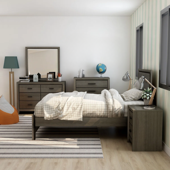 Smoky Grey Wooden Rustic 6-Piece Full Double Size Bedroom Set – Timeless Design with Sturdy Construction and Warm, Vintage Appeal