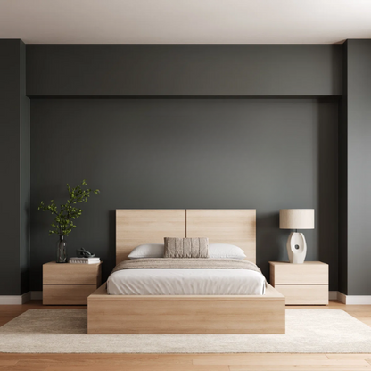 Elegant 3-Piece Wood Bedroom Set – Full Double Size Bed with Stylish Headboard and 2 Matching Nightstands