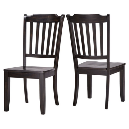 Slat-Back Solid Wood Dining Chairs – Set of 2 Farmhouse Kitchen or Dining Room Chairs