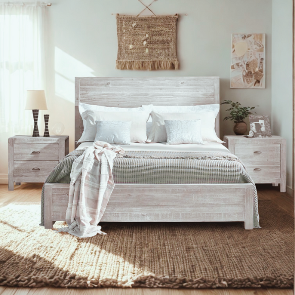 Rustic Wooden 3-Piece Full Double Size Bedroom Set – Charming Design with Sturdy Construction and Natural, Warm Finish
