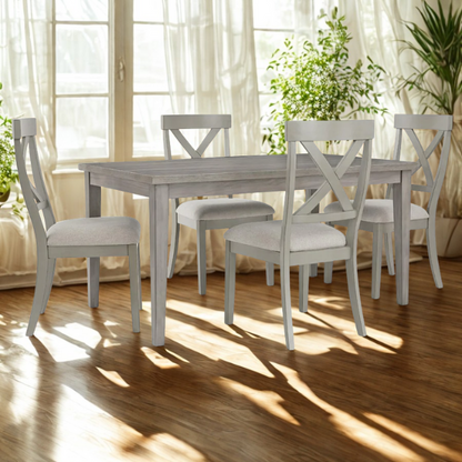 Gray Rectangular Dining Table – Modern Farmhouse Charm with Reclaimed Wood Look