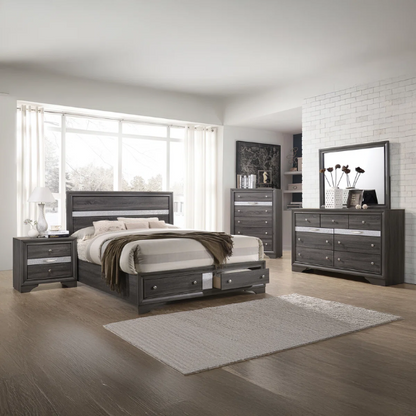 Elegant Full Size 5-Piece Bedroom Set – Featuring a Beautifully Crafted Headboard and Two Functional Storage Drawers for Added Convenience