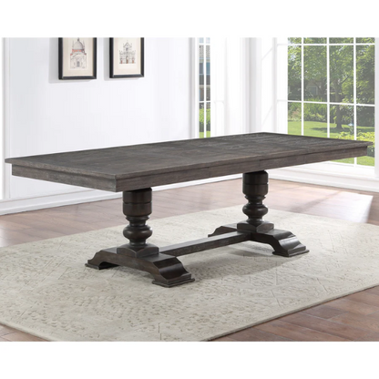 Extendable Dining Table – Classic with a Modern Twist, Distressed Washed Espresso Finish, Two 18-inch Extension Leaves, Seats Up to 8