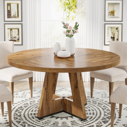 47-Inch Round Dining Table for 4 – Modern Wood Kitchen Table with MDF Legs, Perfect for Dining Room, Kitchen, or Living Room
