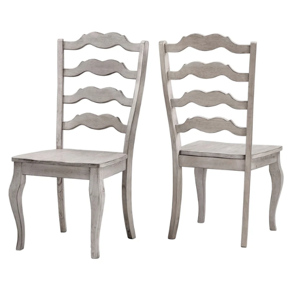 Rustic Ladder Back Solid Wood Dining Chairs (Set of 2) – Farmhouse Style Kitchen or Dining Room Seating