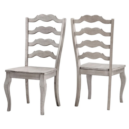 Rustic Ladder Back Solid Wood Dining Chairs (Set of 2) – Farmhouse Style Kitchen or Dining Room Seating