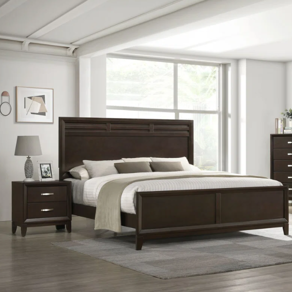 Sleek and Sophisticated Queen Bedroom Set with High-Profile Headboard, Chest, and Nightstand - Contemporary Design with Ample Storage