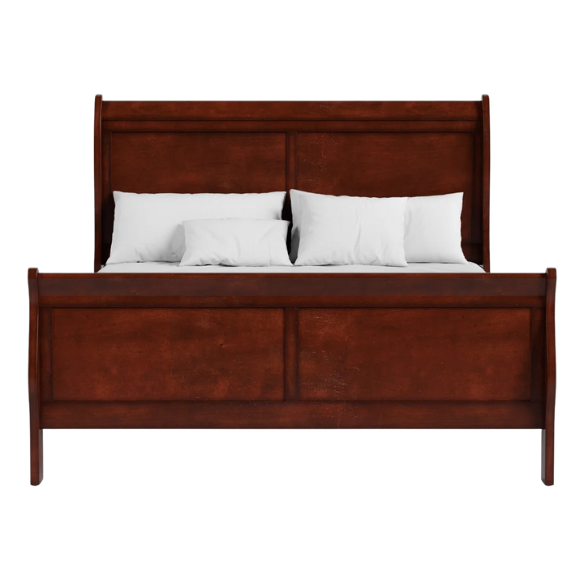Elegant Queen Size Sleigh Wooden 3-Piece Bedroom Set with English Dovetail Design