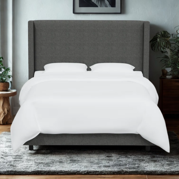 Cozy and Sleek Modern Queen Size Upholstered Wingback Bed