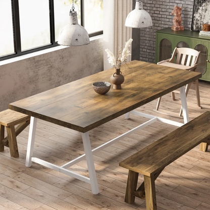 70.87-Inch Rectangular Dining Table for 8 – Sturdy Wood Kitchen Table with Industrial Metal Frame, Versatile Use for Dining, Office, or Events
