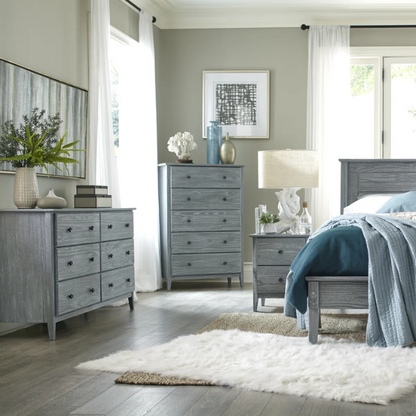 Brushed Wooden Full Double Size Bed and Bedroom Set – Elegant Design with Sturdy Construction and Rustic Charm