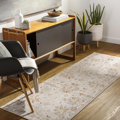 Elegant Oriental Rug – Stain-Resistant, High-Low Pile, Machine Woven with Fringed Detailing