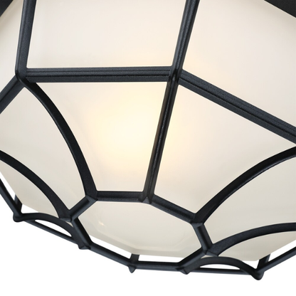 1-Light Retro Textured Ceiling Mount Light Fixture with Frosted Glass – Vintage-Inspired Black Ceiling Light for Home, Farmhouse, and Commercial Spaces