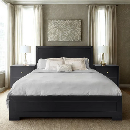 Modern Sophistication 2-Piece Queen Platform Bedroom Set with Sleek Headboard and Footboard in Solid Wood