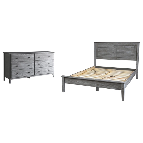 Brushed Wooden Full Double Size Bed and Bedroom Set – Elegant Design with Sturdy Construction and Rustic Charm